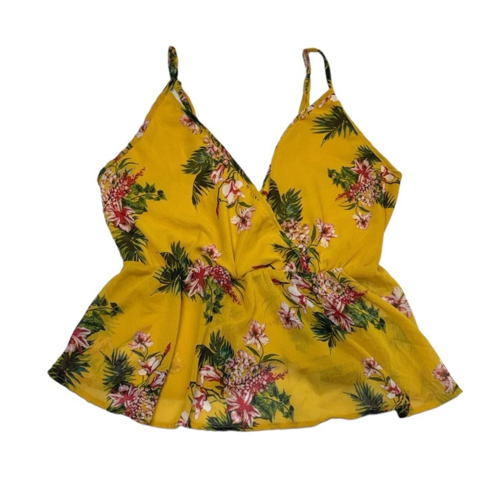 Revamped size medium tank top in great condition! Yellow with pink flowers.